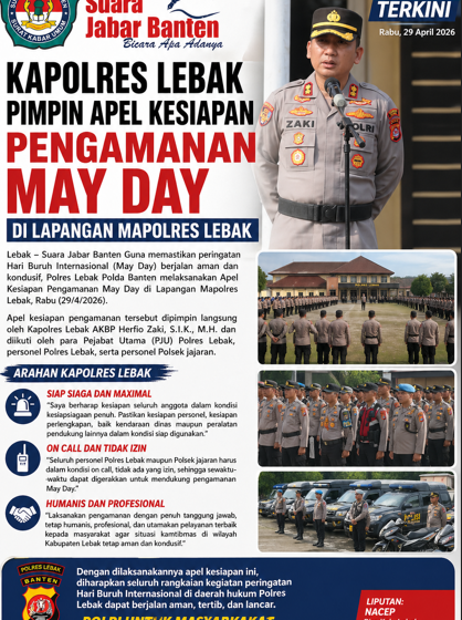Kapolres Lebak Pimpin Apel Kesiapan Pengamanan May Day di Lapangan Mapolres Lebak