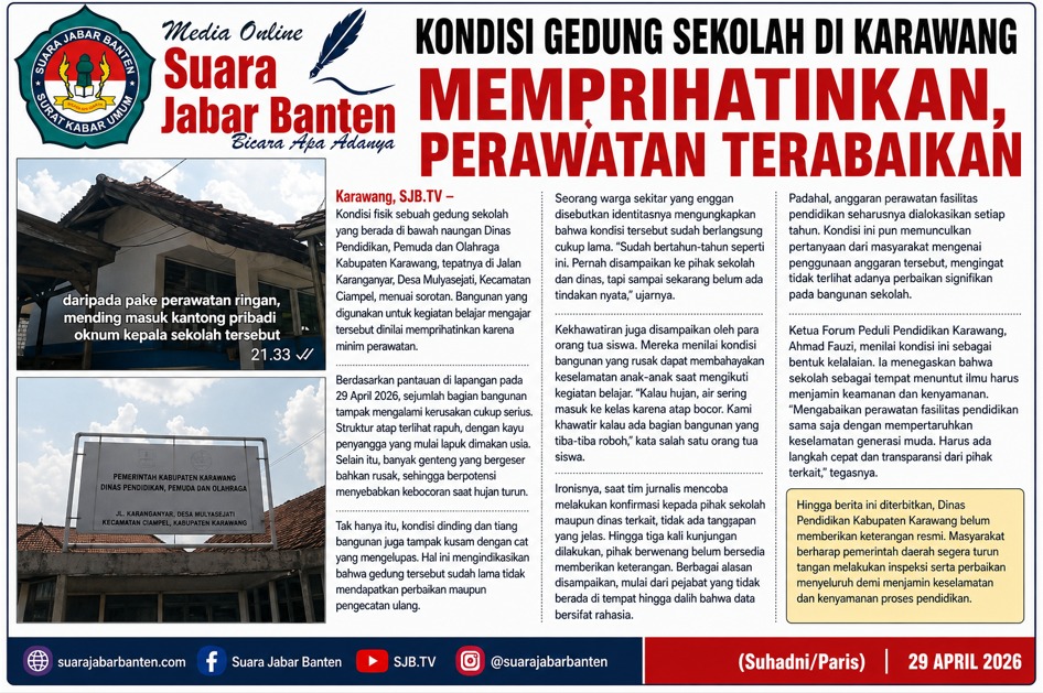Kondisi Gedung Sekolah di Karawang Memprihatinkan, Perawatan Terabaikan
