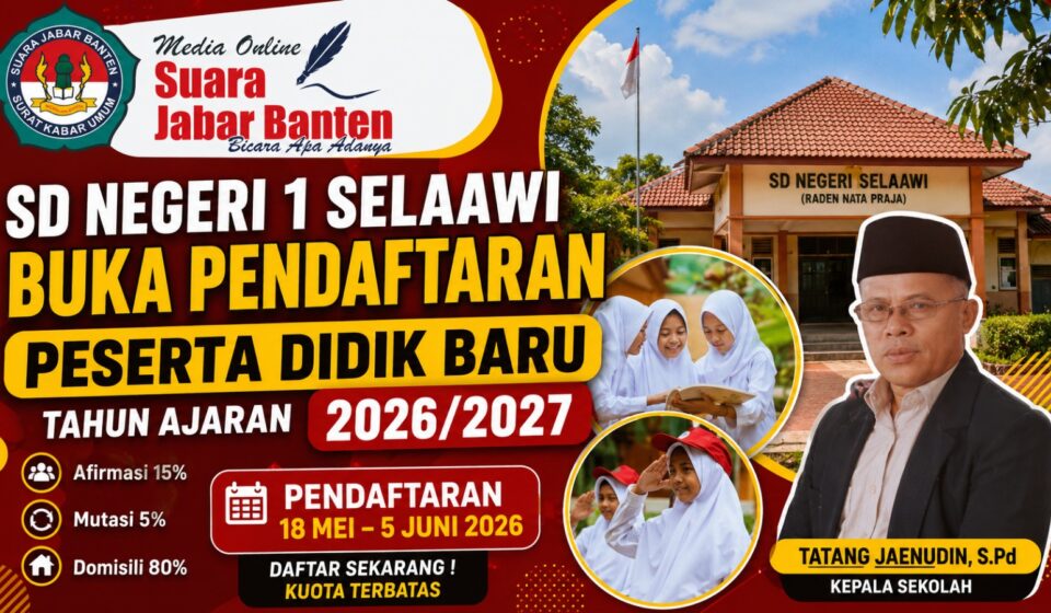 SD Negeri 1 Selaawi Buka Pendaftaran Peserta Didik Baru Tahun Ajaran 2026/2027