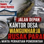 Jalan Depan Kantor Desa Wangunharja Rusak Parah, Warga Minta Perhatian Pemerintah