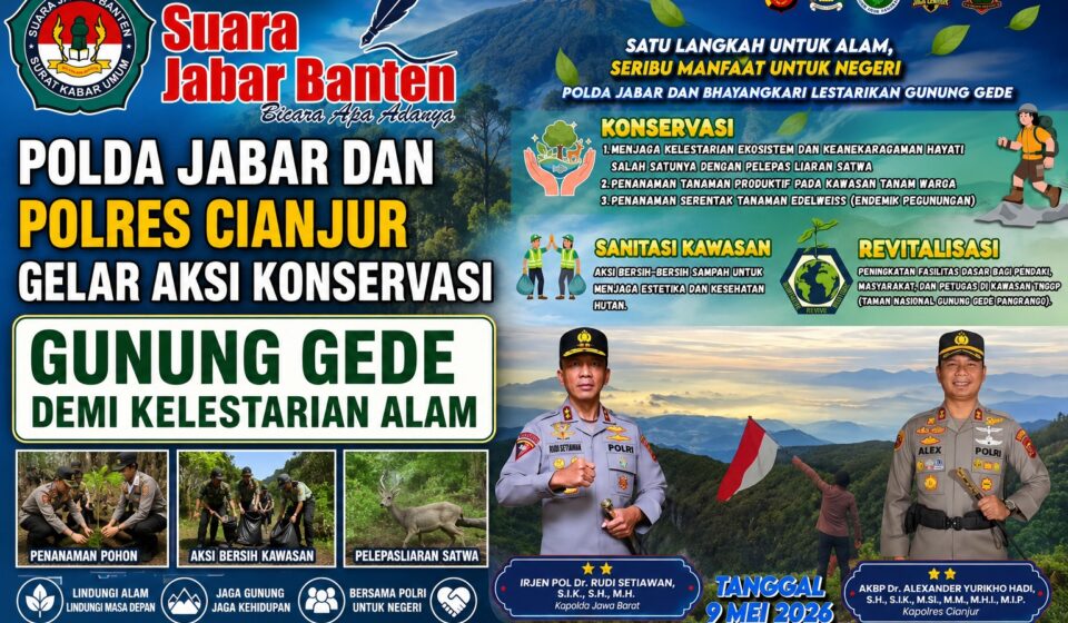 Polda Jabar dan Polres Cianjur Gelar Aksi Konservasi Gunung Gede Demi Kelestarian Alam