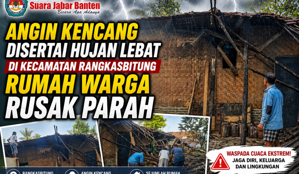 Angin Kencang Disertai Hujan Lebat di Kecamatan Rangkasbitung, Rumah Warga Rusak Parah