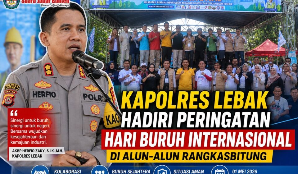 Kapolres Lebak Hadiri Peringatan Hari Buruh Internasional di Alun-alun Rangkasbitung